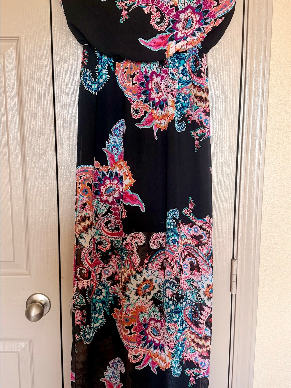 Express Black Maxi Skirt with Pink & Turquoise Paisley Print